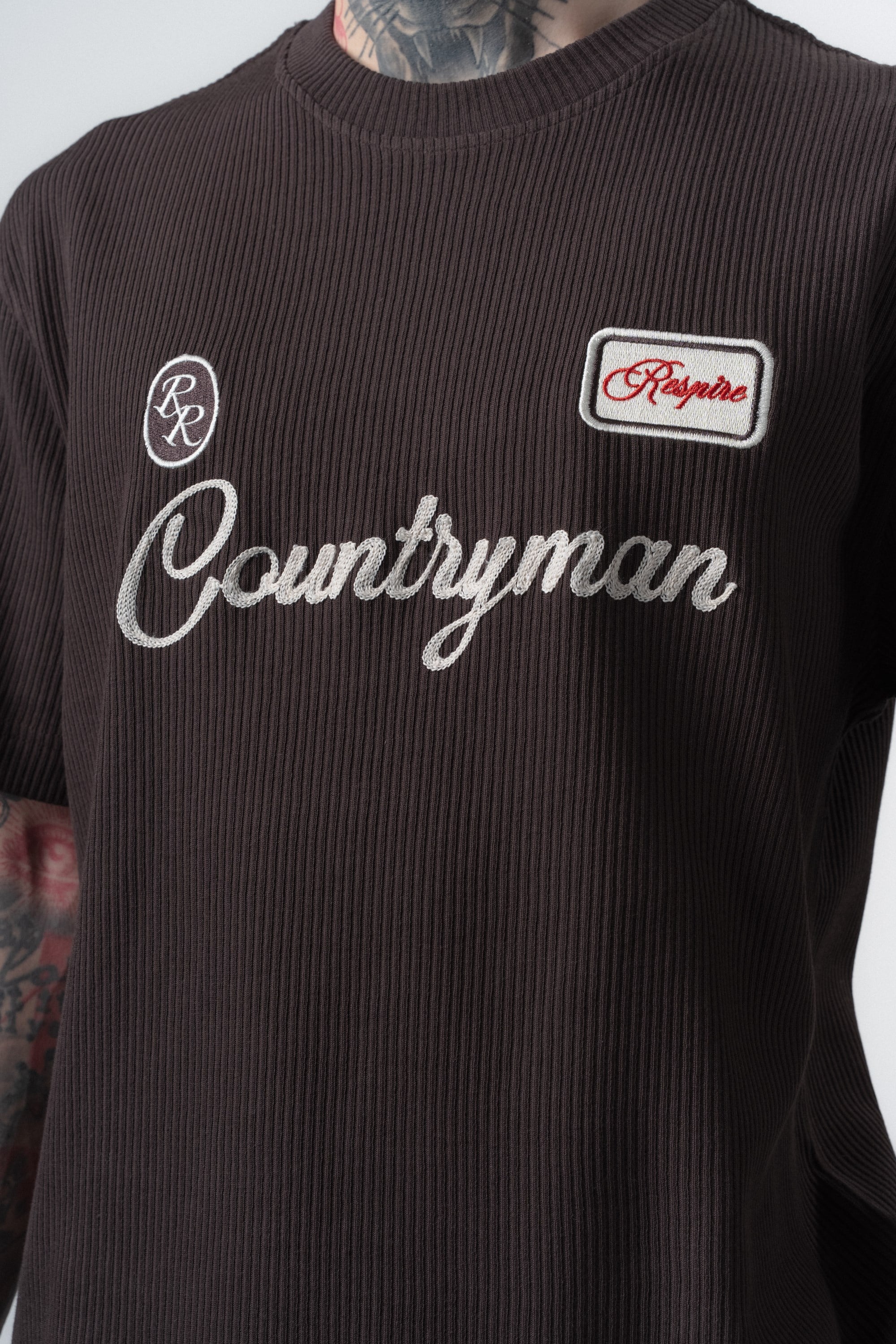 Erkek Countryman Nakışlı Regular Fit T-Shirt Şort Takım Kahve