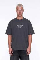 Erkek Craft Nakış Detaylı Oversize T-Shirt Füme