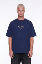 Erkek Craft Nakış Detaylı Oversize T-Shirt Lacivert