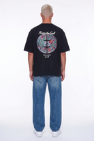 Erkek Craft Nakış Detaylı Oversize T-Shirt Siyah