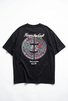 Erkek Craft Nakış Detaylı Oversize T-Shirt Siyah