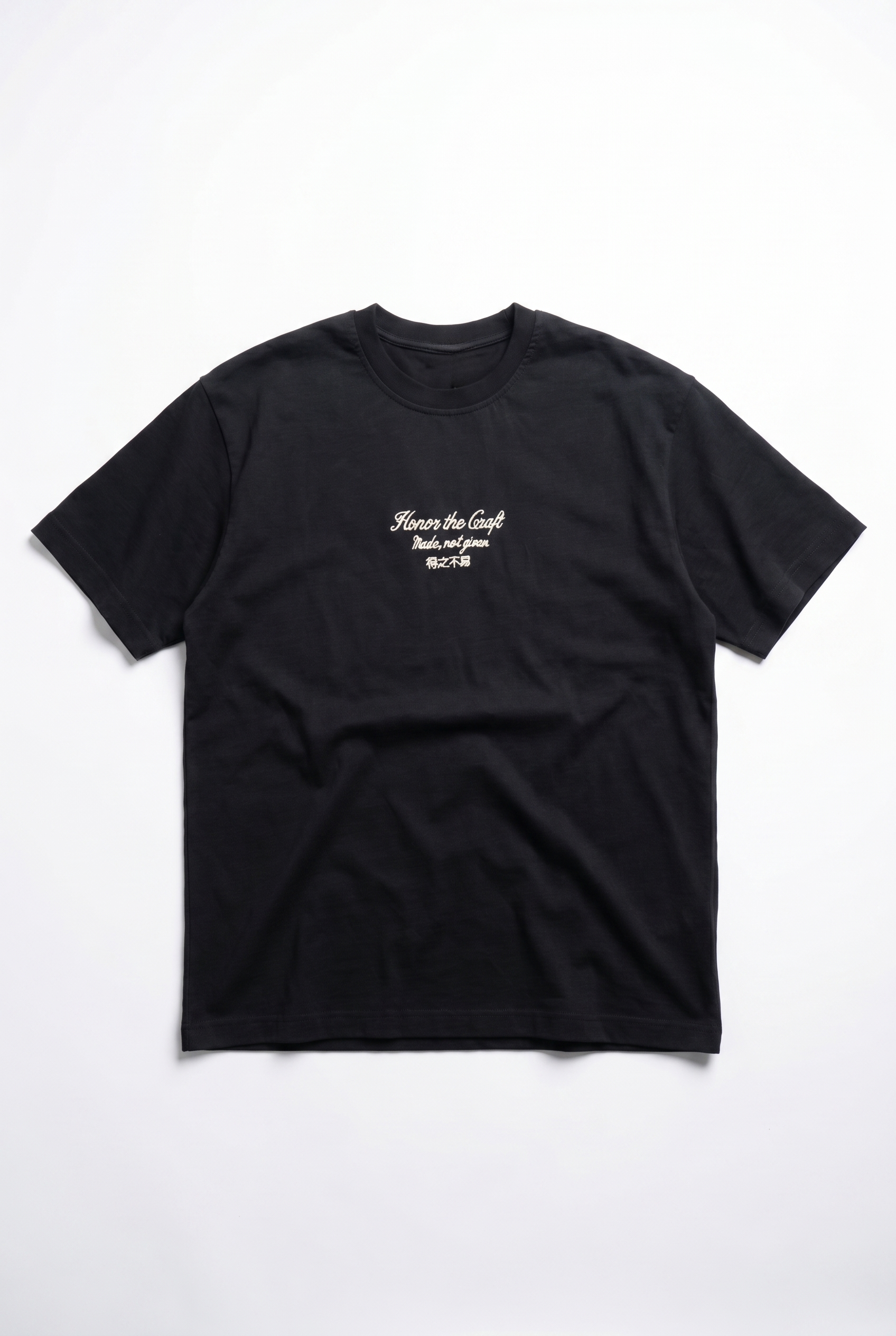 Erkek Craft Nakış Detaylı Oversize T-Shirt Siyah