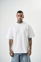Erkek Da Vinci Baskılı Oversize T-Shirt Beyaz