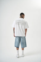 Erkek Da Vinci Baskılı Oversize T-Shirt Beyaz