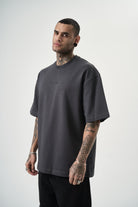 Erkek Da Vinci Baskılı Oversize T-Shirt Füme