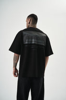 Erkek Da Vinci Baskılı Oversize T-Shirt Siyah