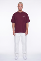 Erkek Del Piero Baskılı Oversize T-Shirt Bordo