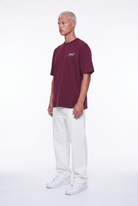 Erkek Del Piero Baskılı Oversize T-Shirt Bordo