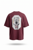 Erkek Del Piero Baskılı Oversize T-Shirt Bordo