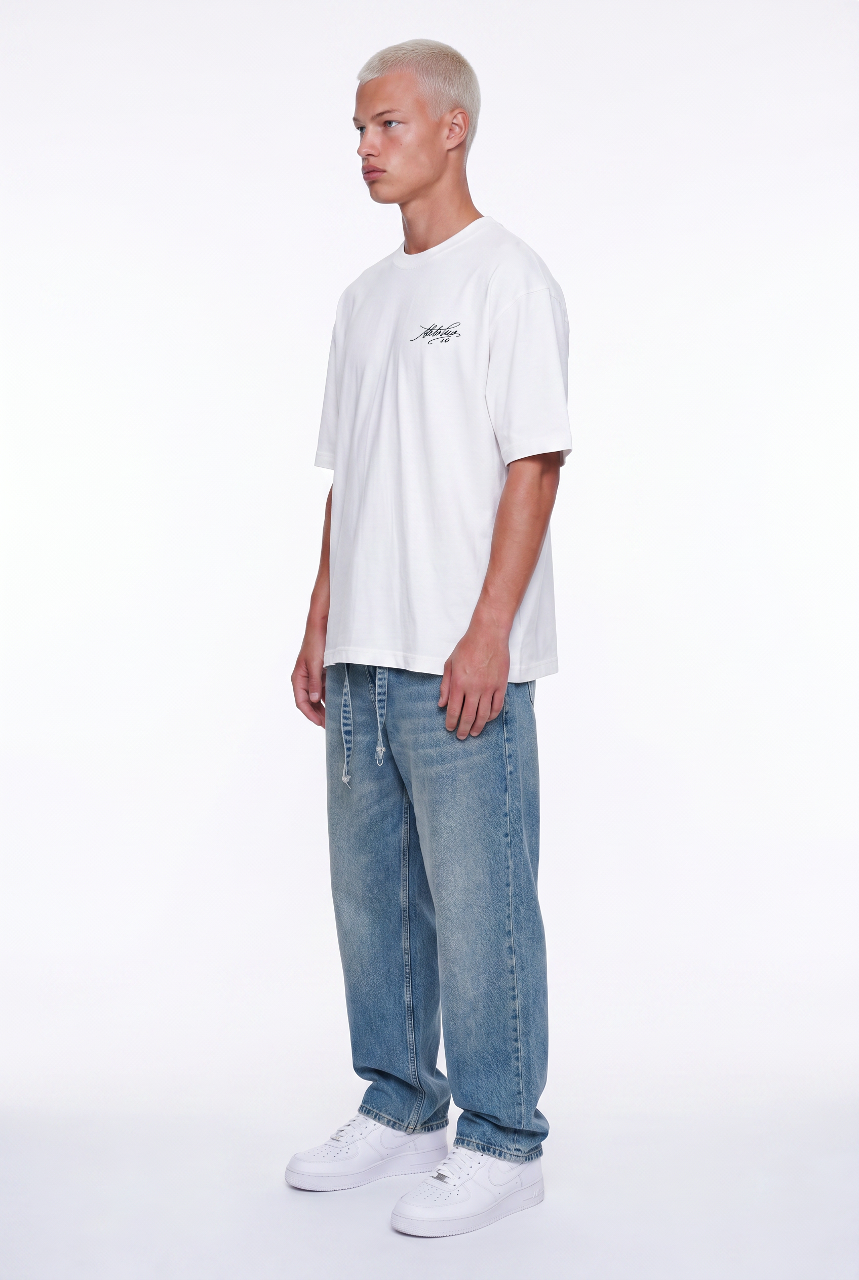Erkek Del Piero Baskılı Oversize T-Shirt Ekru