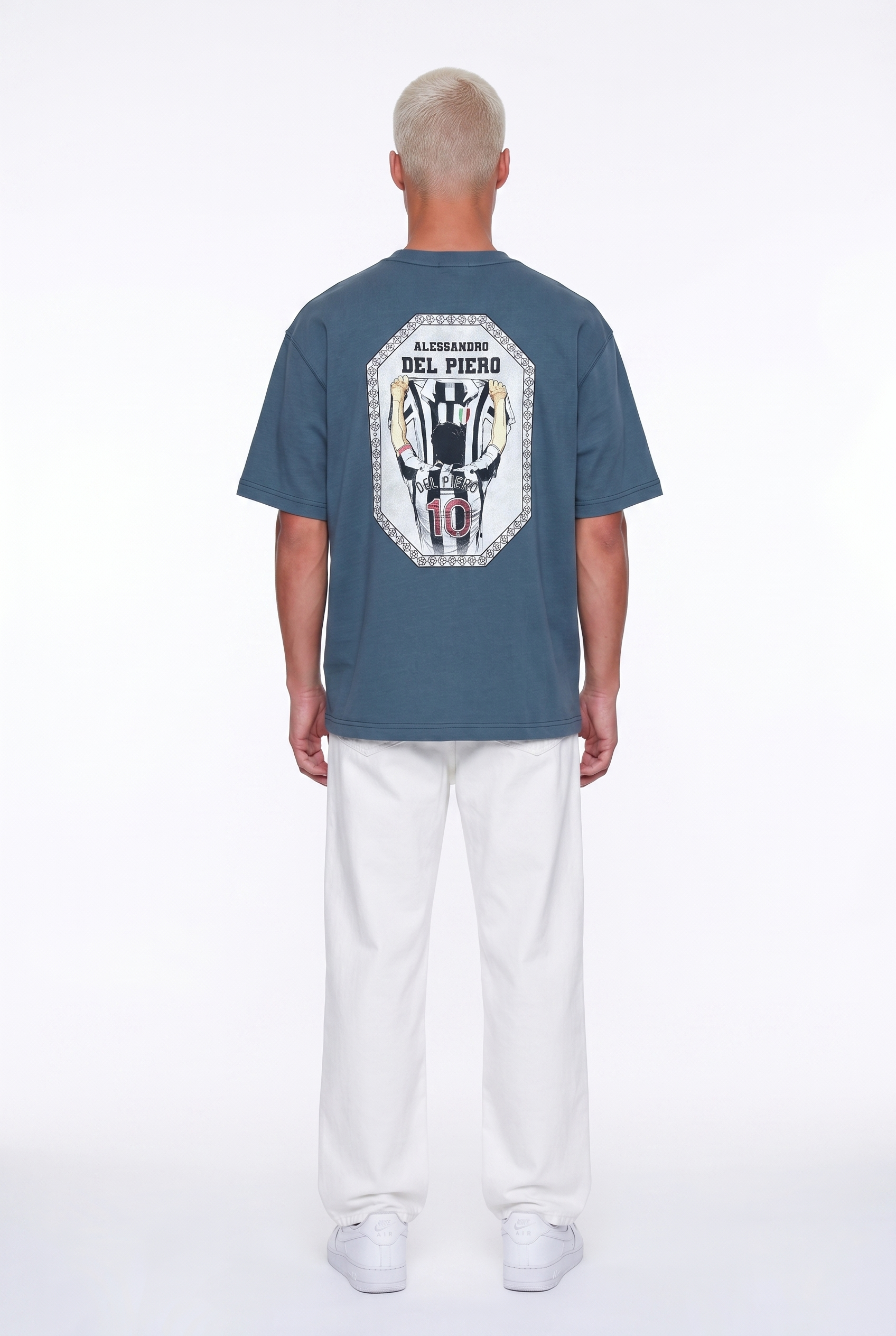 Erkek Del Piero Baskılı Oversize T-Shirt Petrol