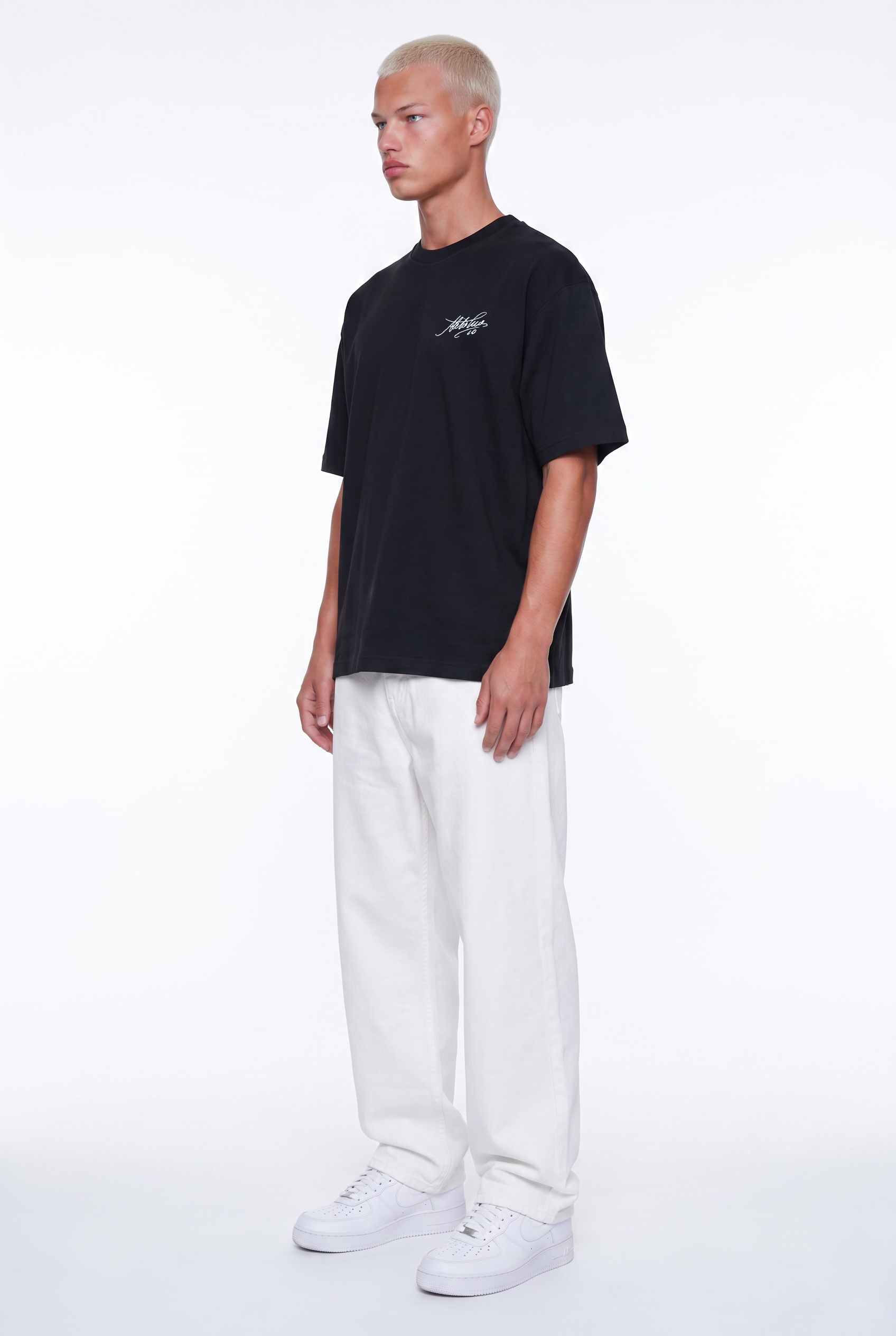 Erkek Del Piero Baskılı Oversize T-Shirt Siyah