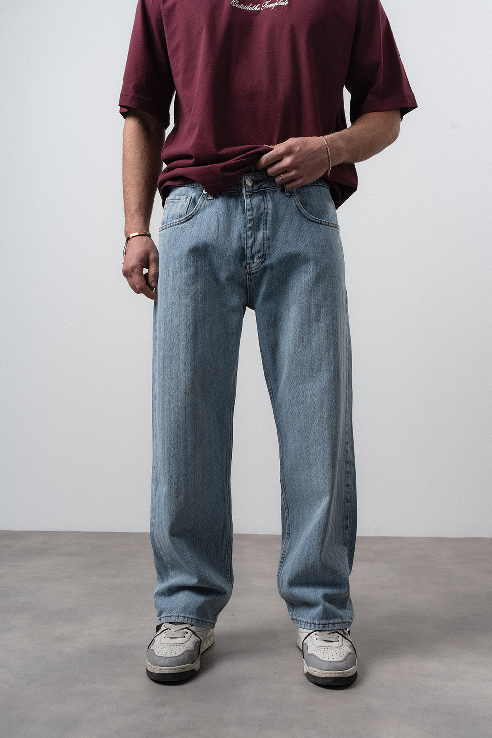 Respire-Erkek Desenli Baggy Jean Açık Mavi-Kot Pantolon-1-Milagron.com