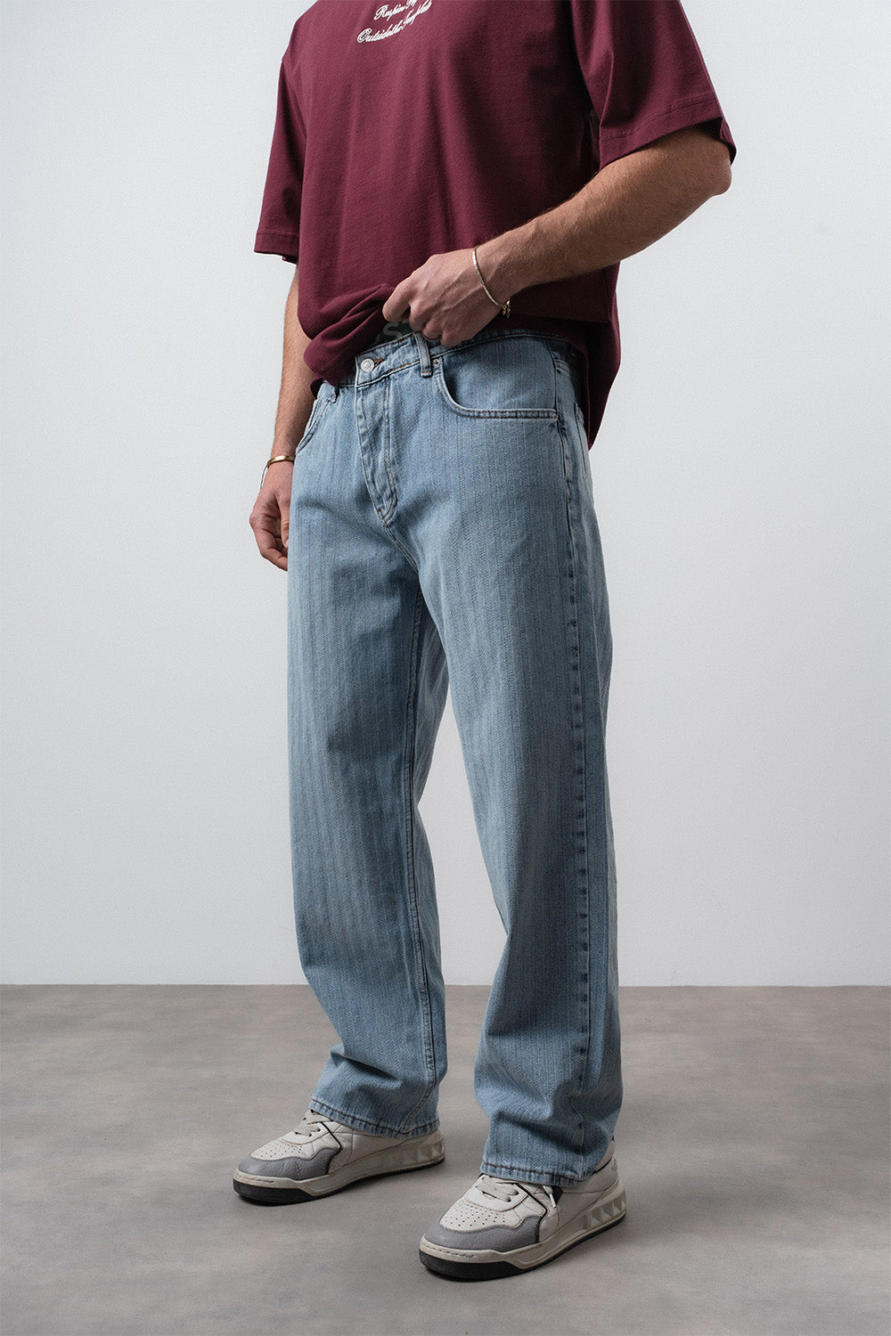 Respire-Erkek Desenli Baggy Jean Açık Mavi-Kot Pantolon-2-Milagron.com