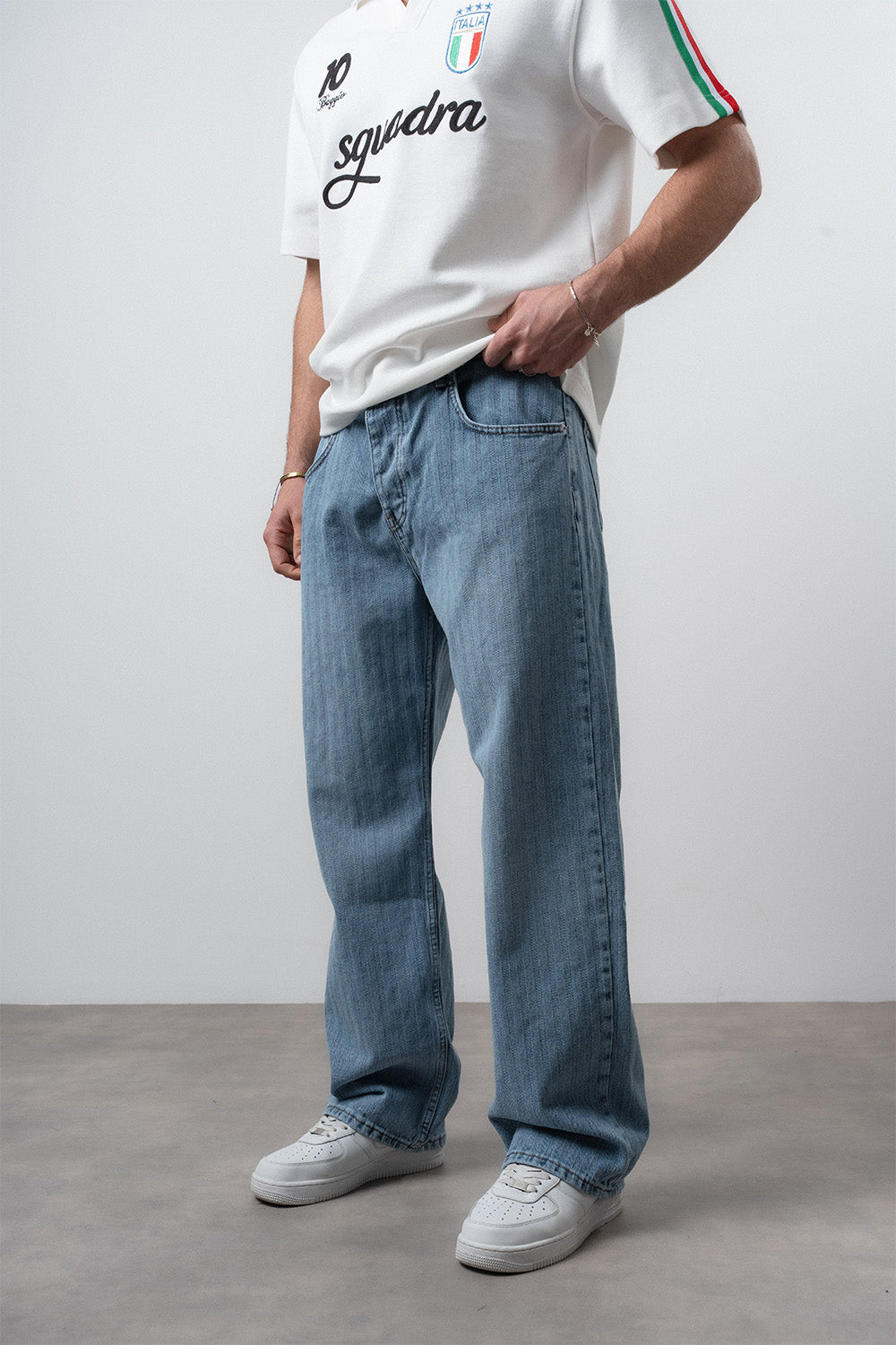 Respire-Erkek Desenli Baggy Jean Mavi-Kot Pantolon-2-Milagron.com