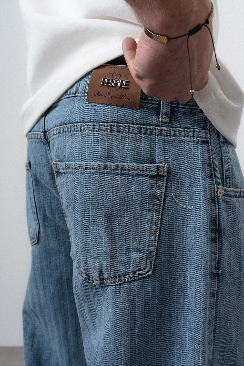 Respire-Erkek Desenli Baggy Jean Mavi-Kot Pantolon-5-Milagron.com