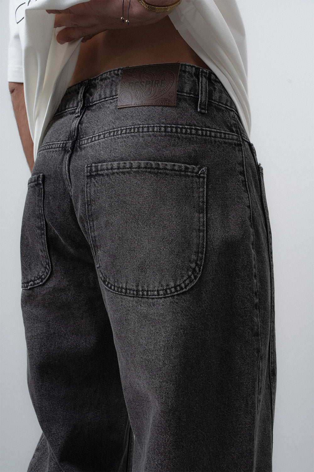 Respire-Erkek Dikiş Detaylı Baggy Jean Antrasit-Kot Pantolon-5-Milagron.com