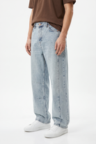 Erkek Dikiş Detaylı Baggy Jean Buz Mavi
