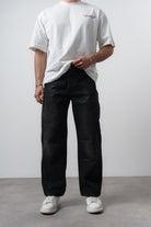 Respire-Erkek Dikiş Detaylı Baggy Jean Siyah-Kot Pantolon-1-Milagron.com