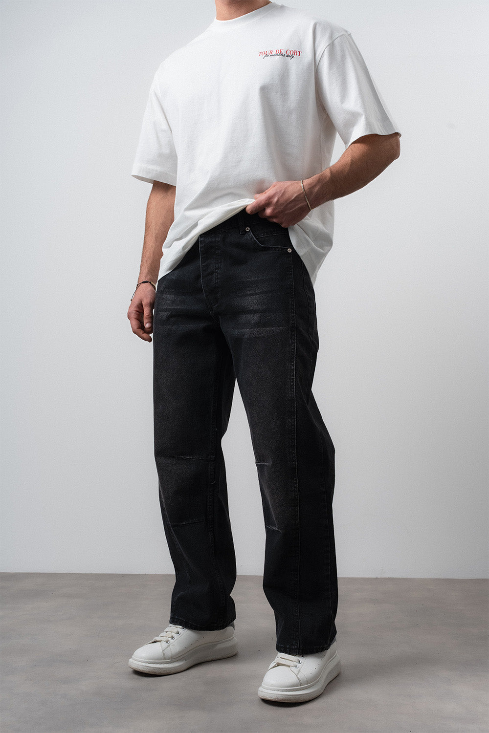 Respire-Erkek Dikiş Detaylı Baggy Jean Siyah-Kot Pantolon-2-Milagron.com