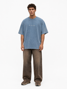 Erkek Far From Basic Yıkamalı Oversize T-Shirt Bebe Mavi