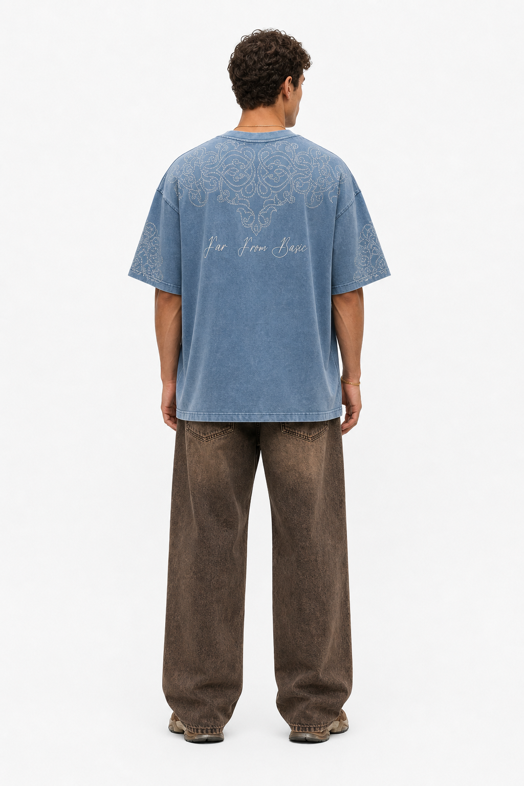 Erkek Far From Basic Yıkamalı Oversize T-Shirt Bebe Mavi