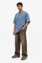 Erkek Far From Basic Yıkamalı Oversize T-Shirt Bebe Mavi