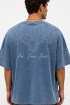 Erkek Far From Basic Yıkamalı Oversize T-Shirt Bebe Mavi