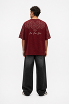 Erkek Far From Basic Yıkamalı Oversize T-Shirt Bordo