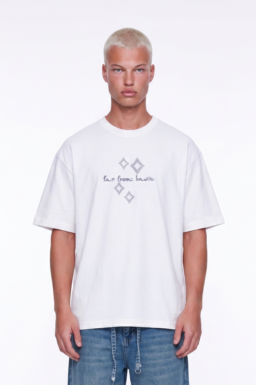 Erkek Ffb Nakış Detaylı Oversize T-Shirt Ekru