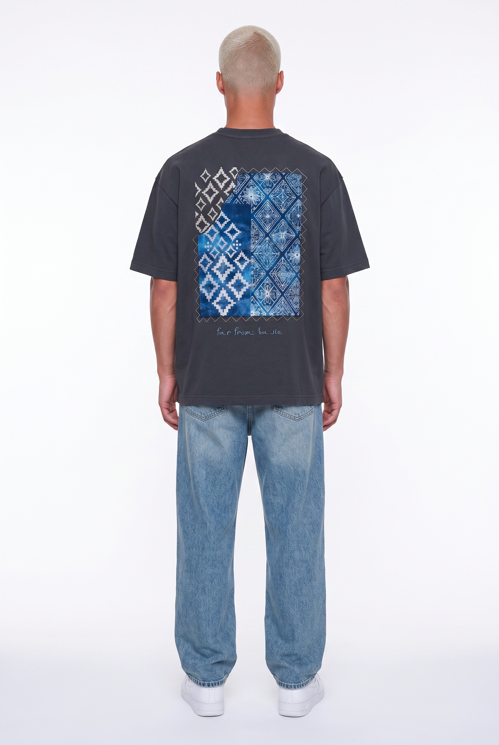 Erkek Ffb Nakış Detaylı Oversize T-Shirt Füme