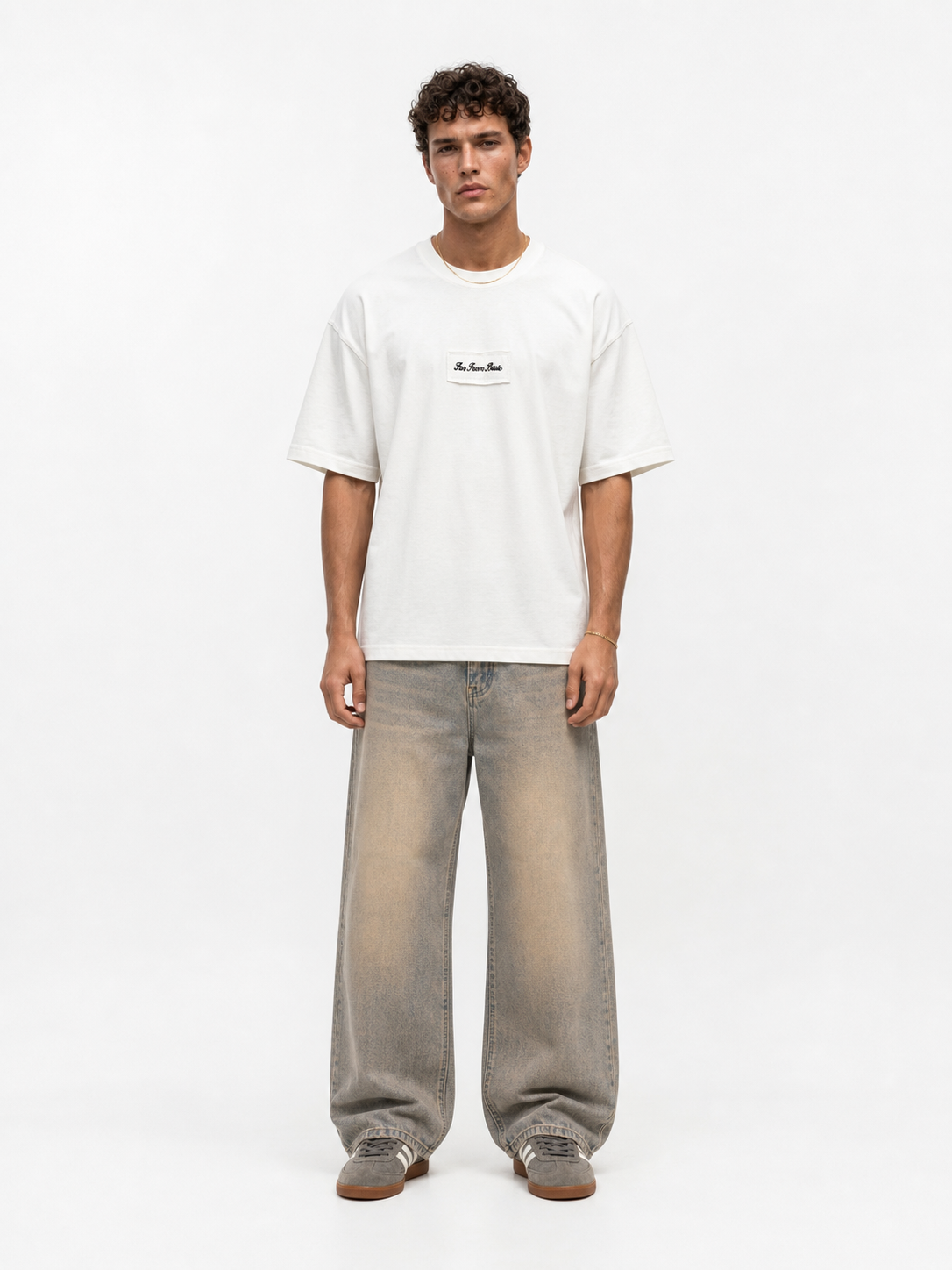Erkek Ffb Nakışlı Oversize T-Shirt Ekru