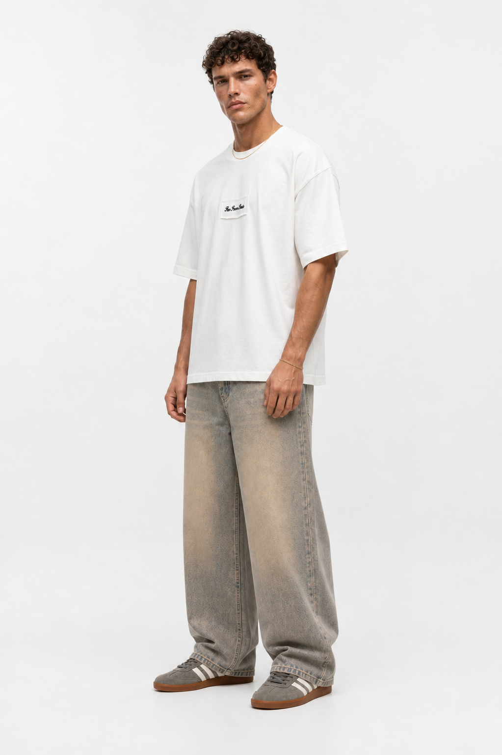 Erkek Ffb Nakışlı Oversize T-Shirt Ekru
