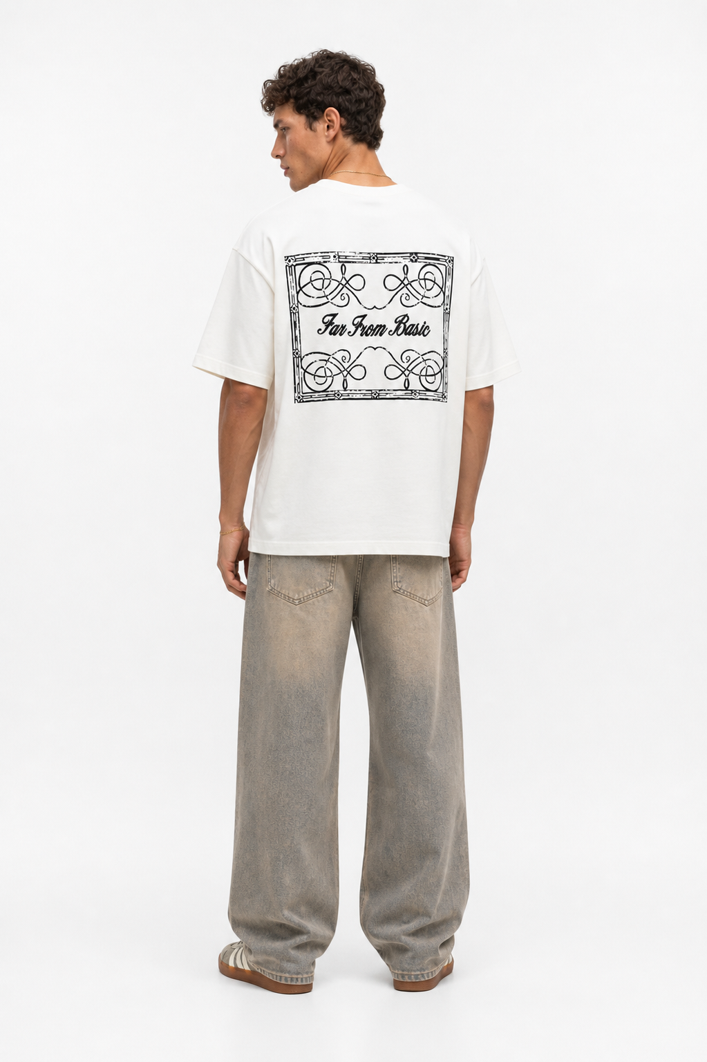 Erkek Ffb Nakışlı Oversize T-Shirt Ekru