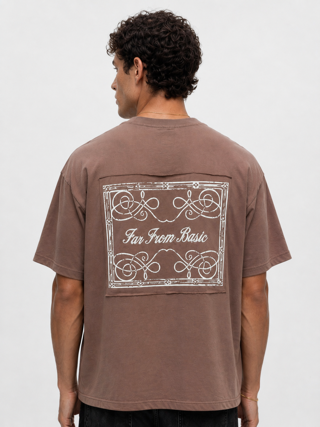Erkek Ffb Nakışlı Oversize T-Shirt Kahve