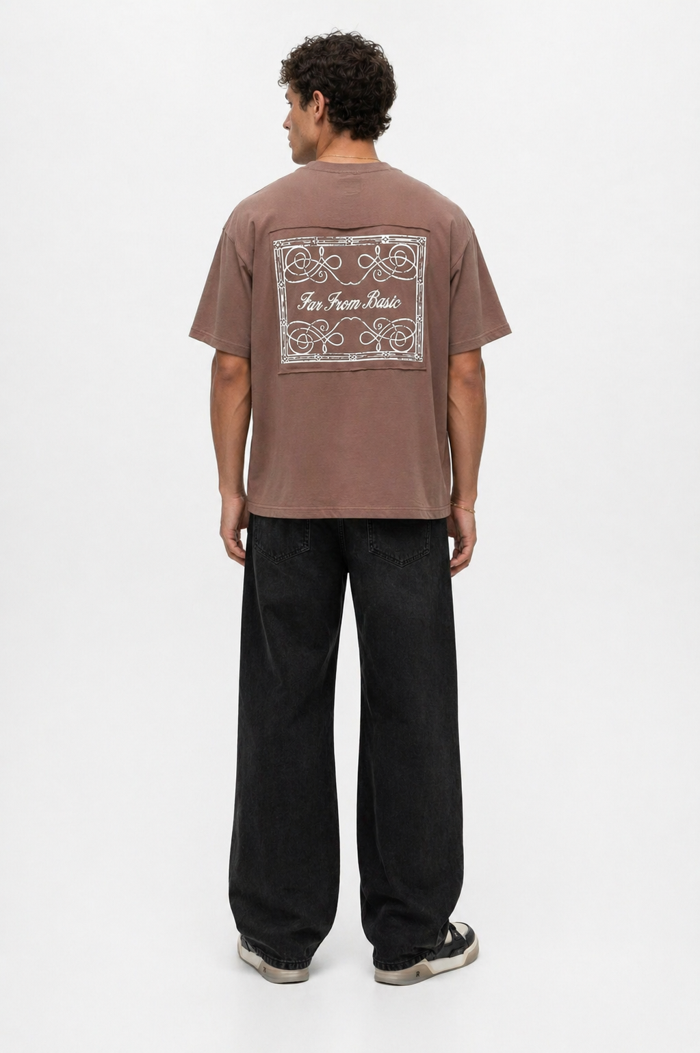 Erkek Ffb Nakışlı Oversize T-Shirt Kahve