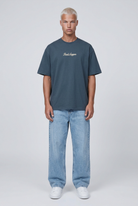 Erkek Final Supper Nakışlı Oversize T-Shirt Petrol