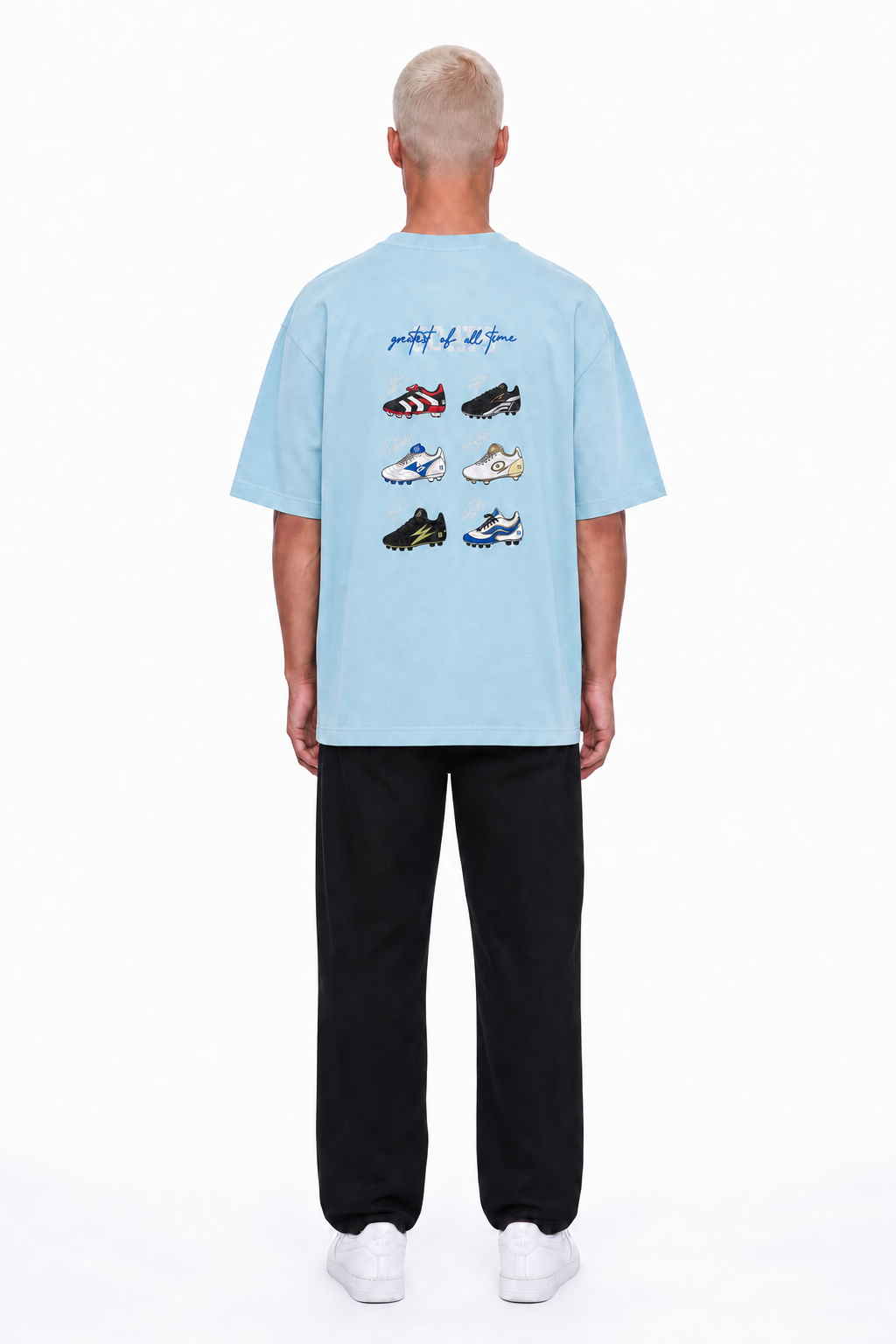 Erkek Goats Baskılı Oversize T-Shirt Bebe Mavi