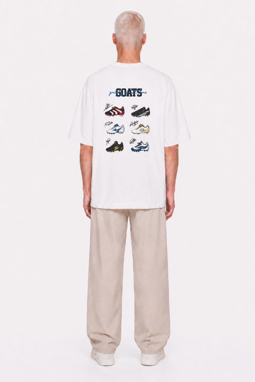 Erkek Goats Baskılı Oversize T-Shirt Ekru