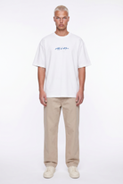 Erkek Goats Baskılı Oversize T-Shirt Ekru