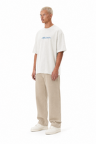 Erkek Goats Baskılı Oversize T-Shirt Ekru