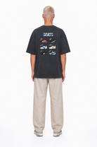 Erkek Goats Baskılı Oversize T-Shirt Füme