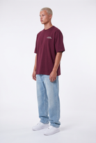 Erkek Hallelujah Baskılı Oversize T-Shirt Bordo