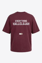 Erkek Hallelujah Baskılı Oversize T-Shirt Bordo