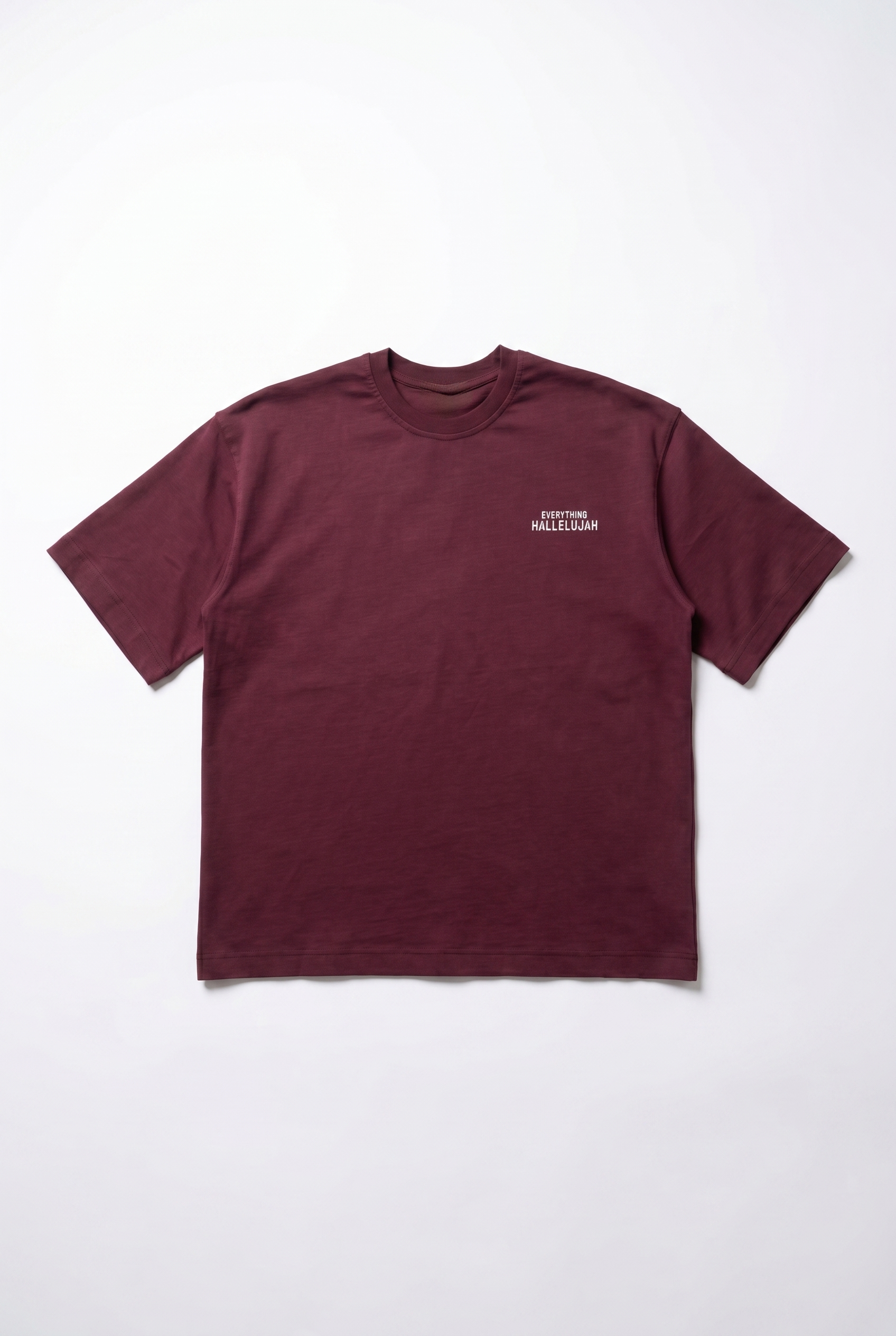 Erkek Hallelujah Baskılı Oversize T-Shirt Bordo
