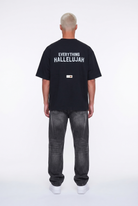 Erkek Hallelujah Baskılı Oversize T-Shirt Siyah