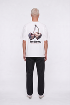 Erkek Harvest Baskılı Oversize T-Shirt Ekru