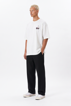 Erkek Harvest Baskılı Oversize T-Shirt Ekru