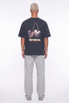 Erkek Harvest Baskılı Oversize T-Shirt Siyah