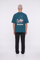 Erkek Harvest Baskılı Oversize T-Shirt Zümrüt